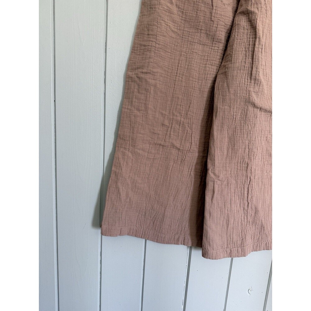 Pact Organic Pants M Medium Cotton Coastal Double Gauze Split Hem Wide Leg Tan - Picture 8 of 8